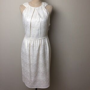 Shoshanna Cream Metallic Speckle Sleeveless Sheath Dress